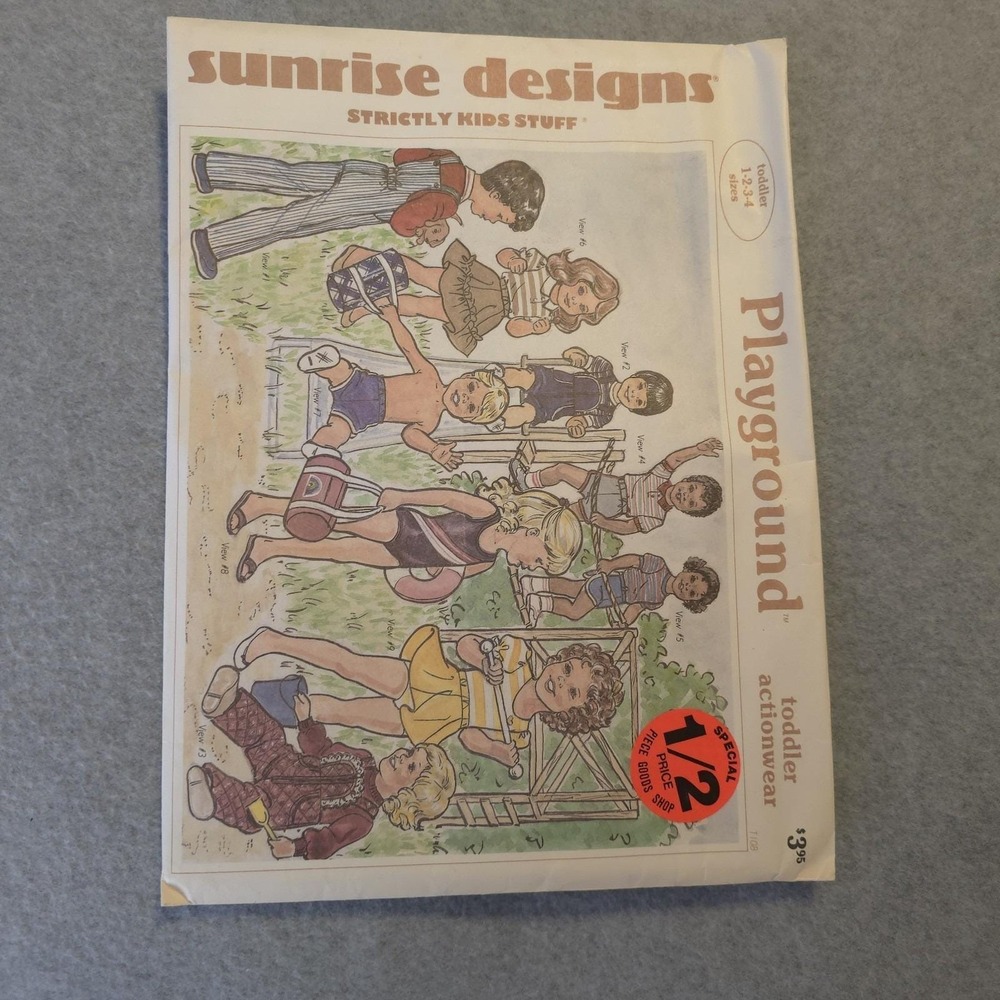 Sunrise Designs Playground Toddler Clothes Pattern Sz 1-4 UNCUT Vintage T108